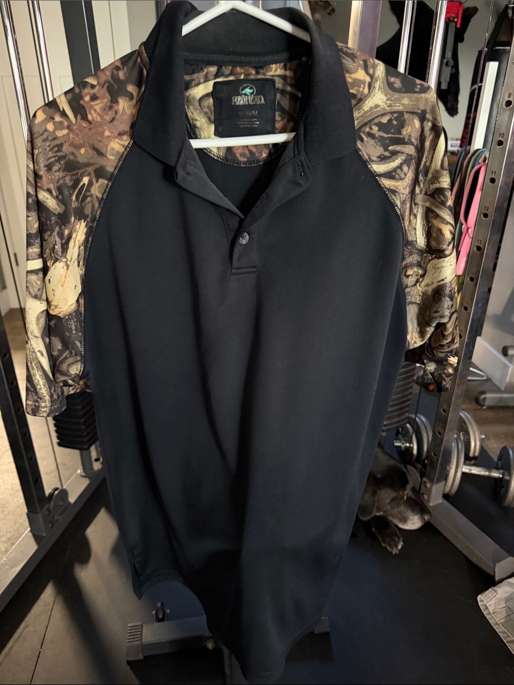 Realtree Black Polo with Realtree Camo Sleeves